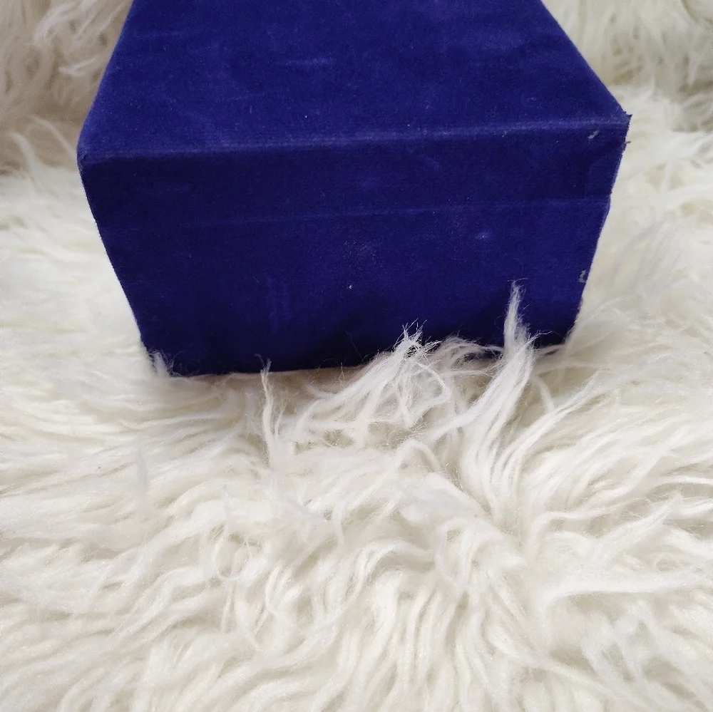 Royal Blue Velvet Rhinestone Jewelry Trinket Box